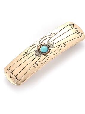 Gold-Tone Barrette with Turquoise Center